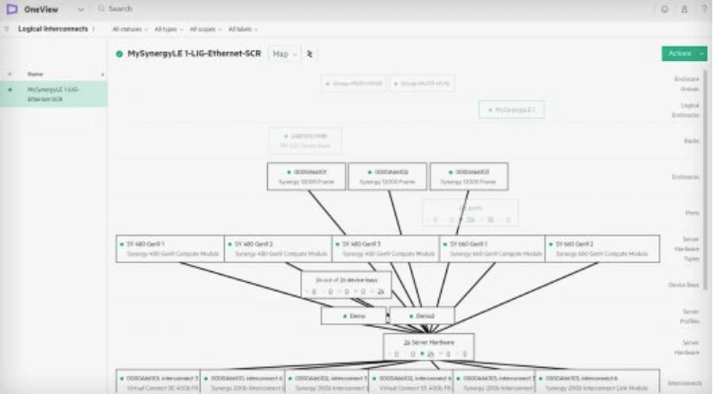 screenshot of HPE OneView